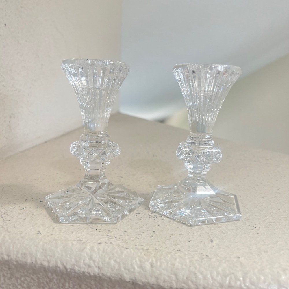 Waterford‎ Crystal Chatham Candlestick Candle Holders Hexagon Base Set - Picture 7 of 12